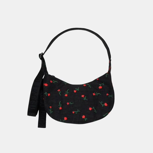 Painted Wildflower Small Nylon Crescent Bag