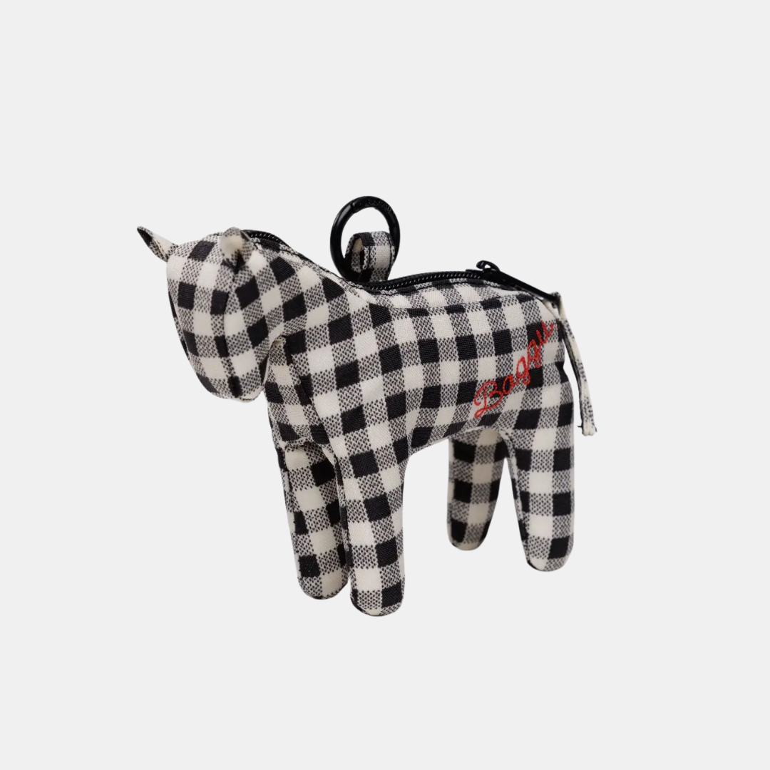 Black + White Gingham Horse Bag Charm