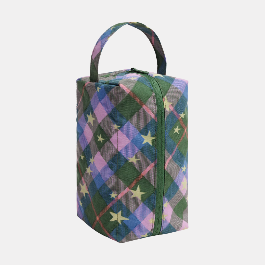 Green Star Plaid Dopp Kit
