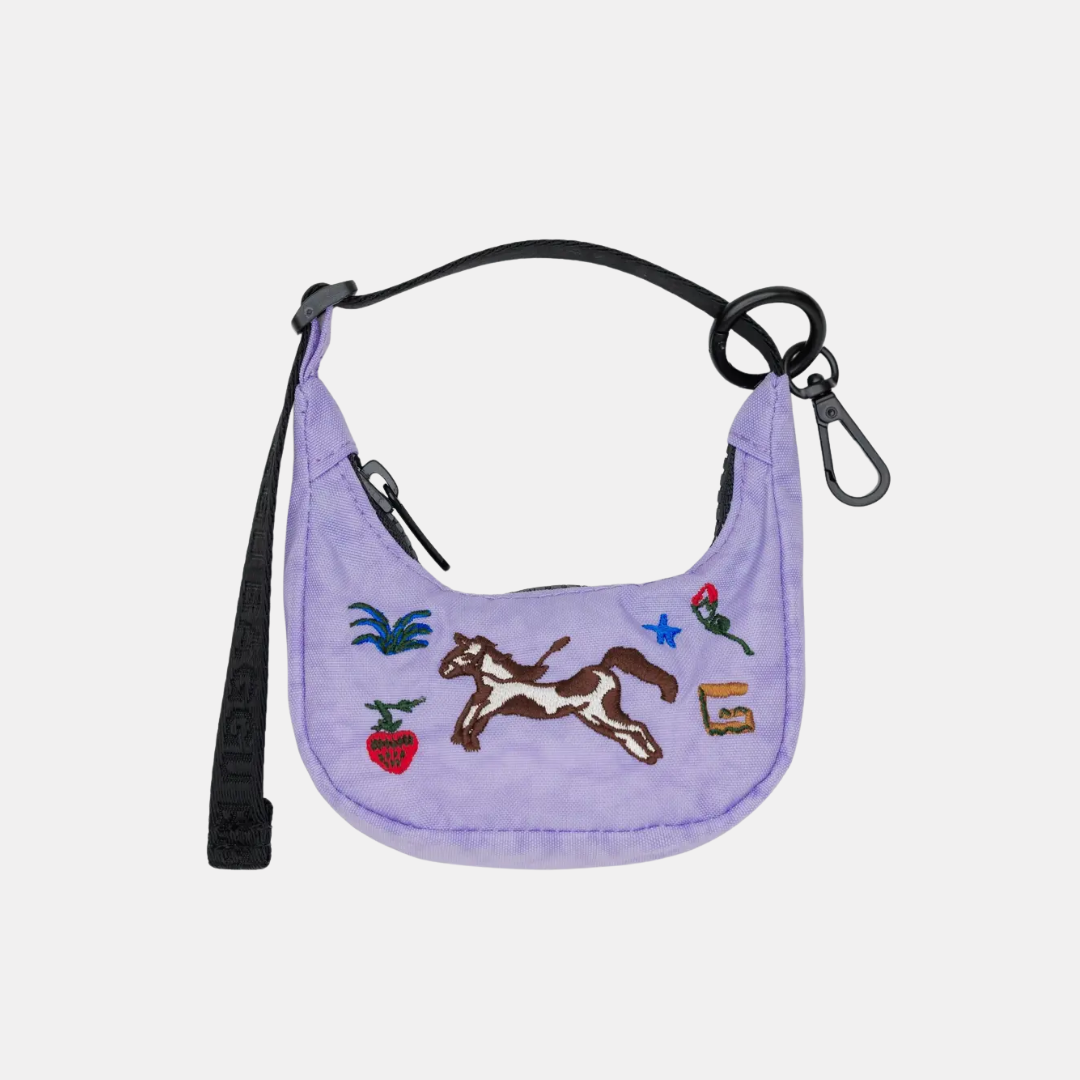 Embroidered Pony Crescent Bag Charm