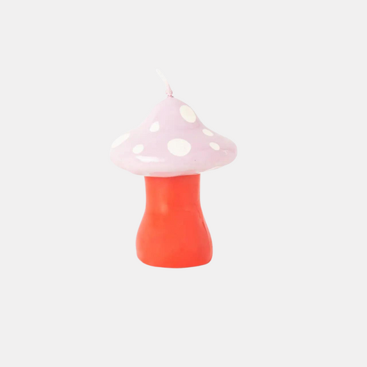 Small Pinkish Hand Painted Mushroom Candle