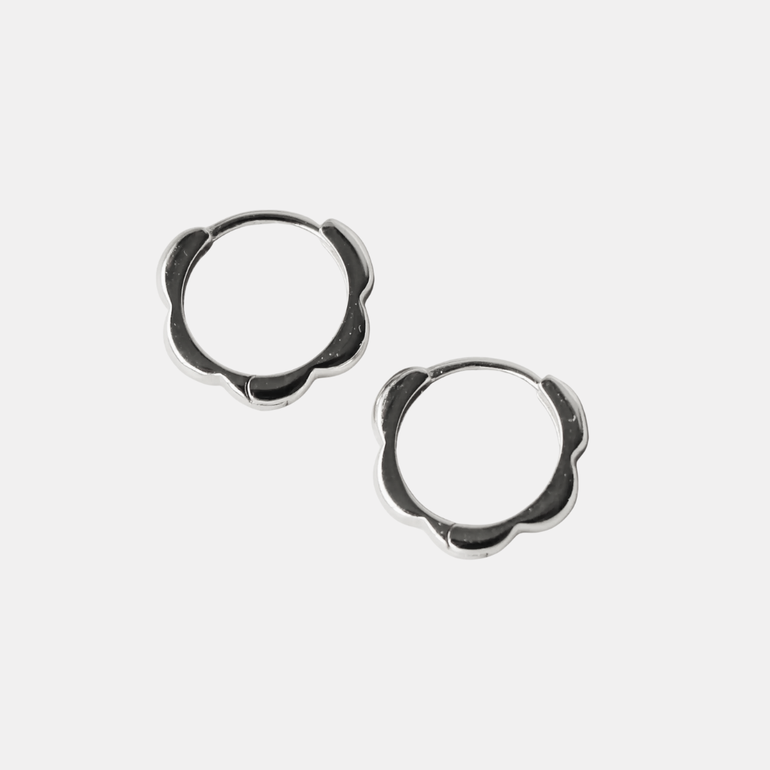 Silver Scalloped Hoops