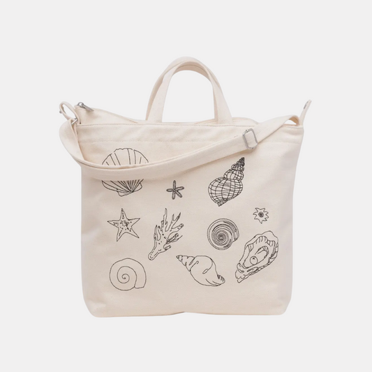 Embroidered Shells Horizontal Duck Tote