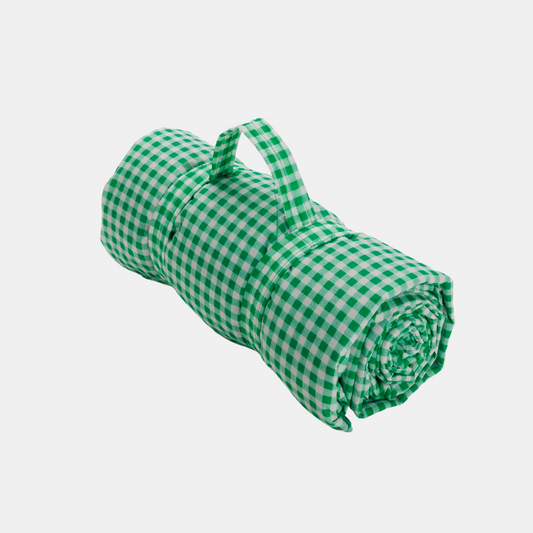 Green Gingham Puffy Picnic Blanket