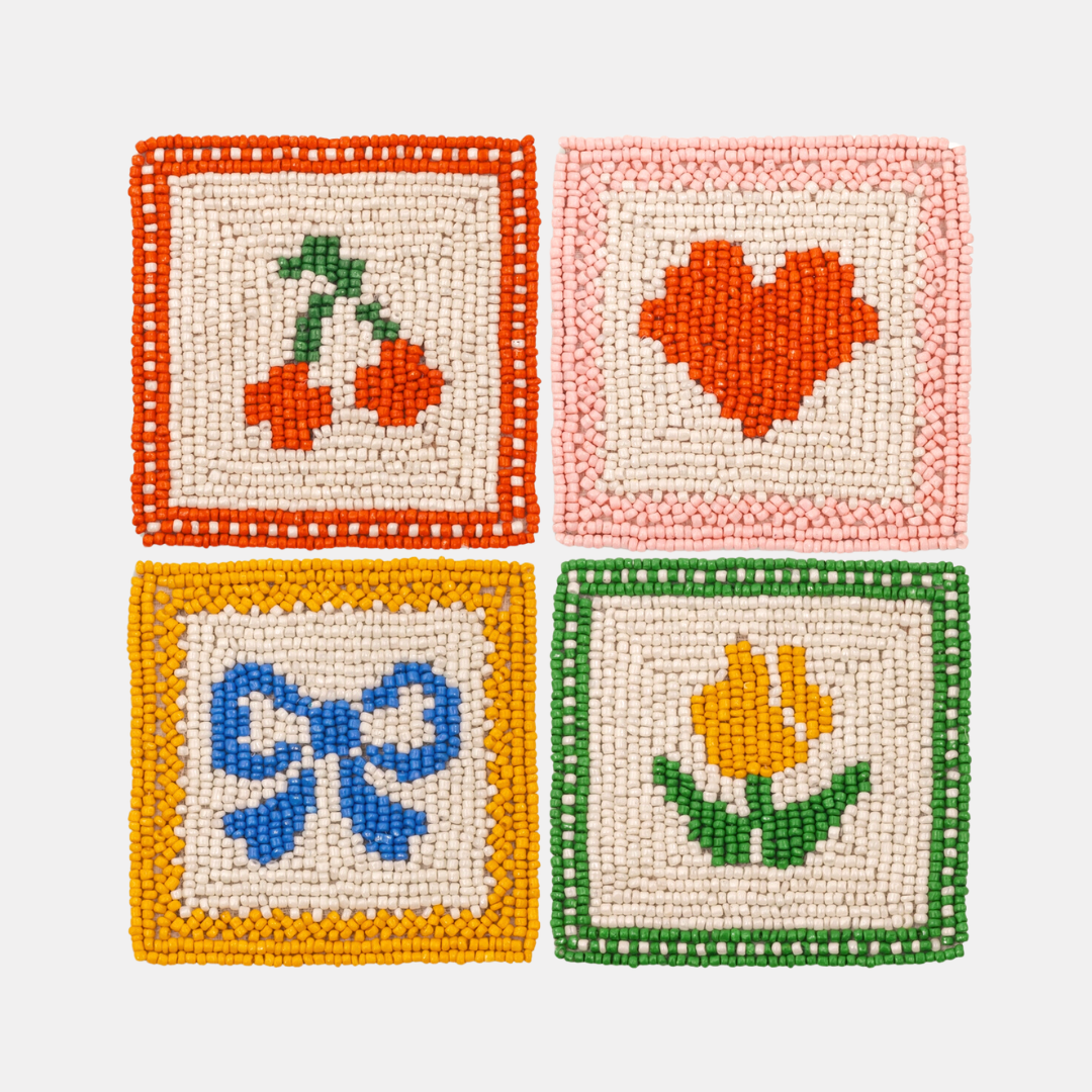 Quilt Beaded Coaster Set