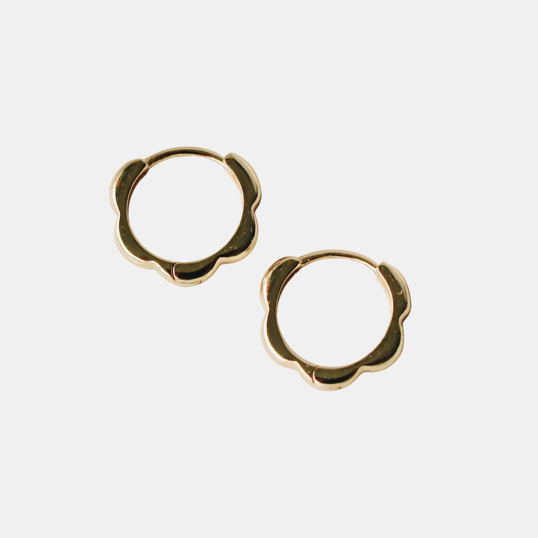 Gold Scalloped Hoops