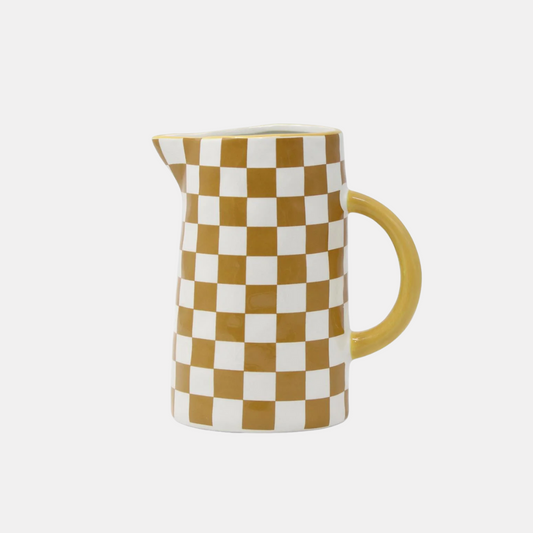 Small Ochre Checkered Pitcher Vase