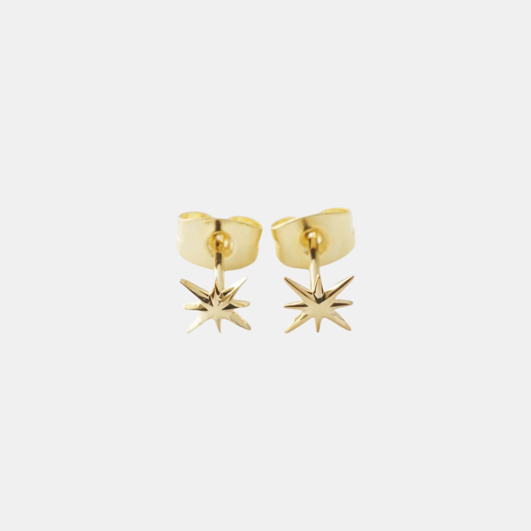 Gold Celestial Starburst Studs