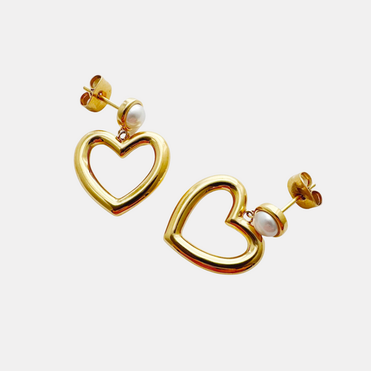 Gold Hailey Heart Earrings