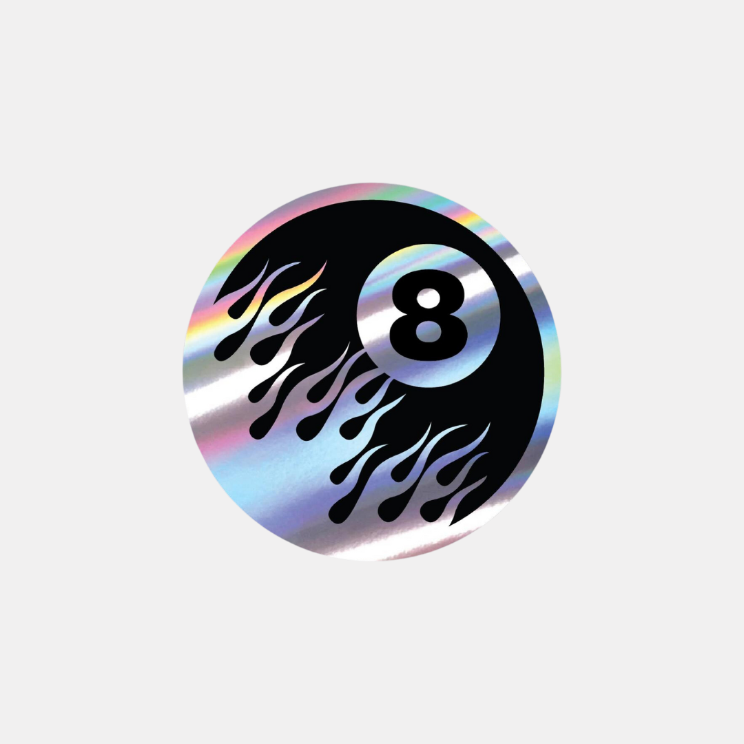 Flamin' 8 Ball Holographic Sticker