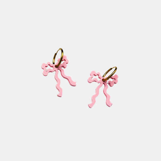 Small Pastel Pink Bow Earrings