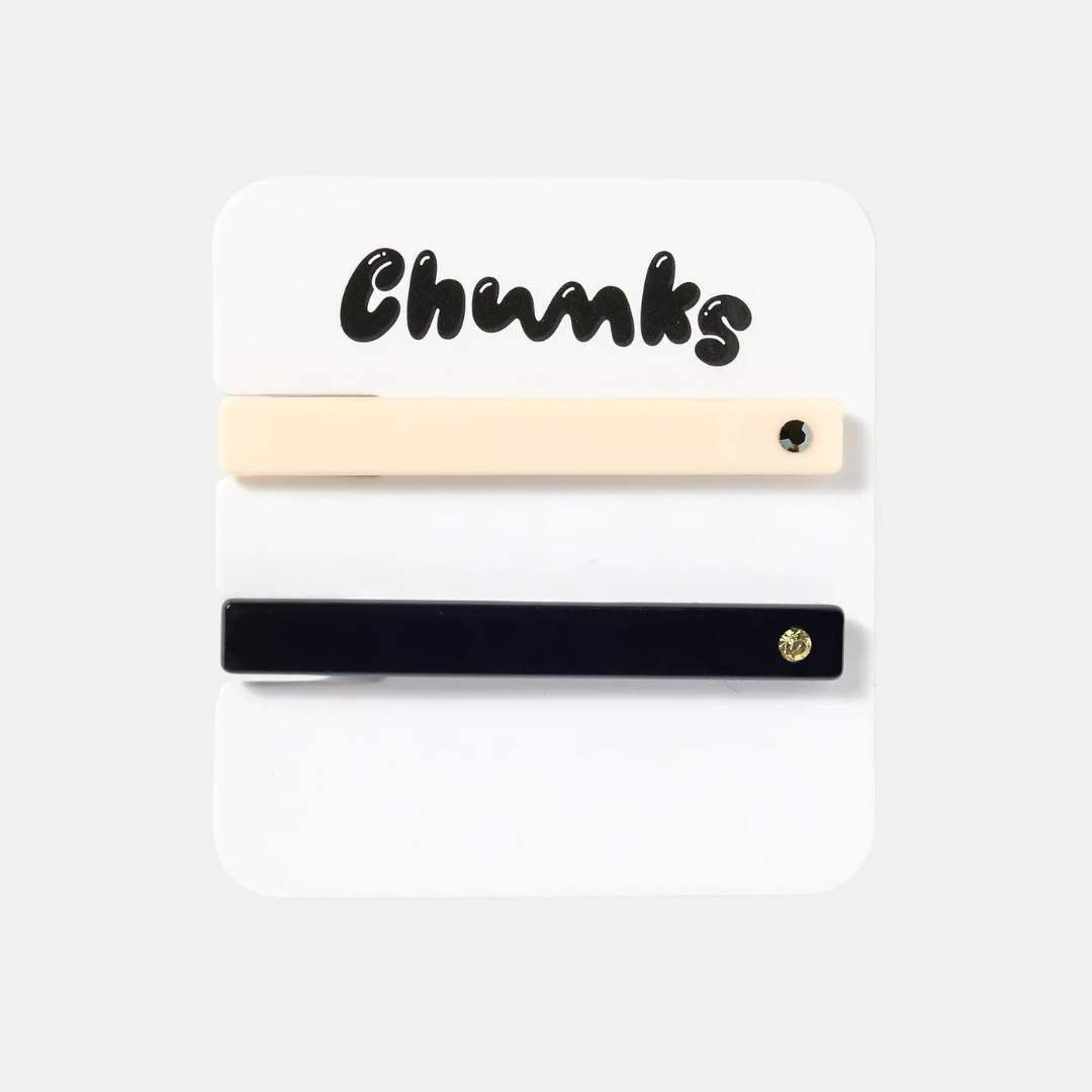 Cream + Black Hair Clip Set