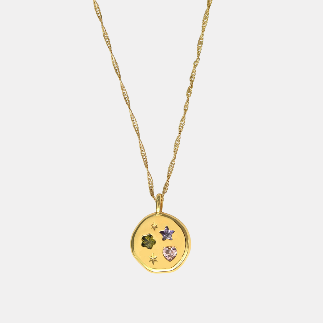 Gold Jewelled Dreams Disc Necklace