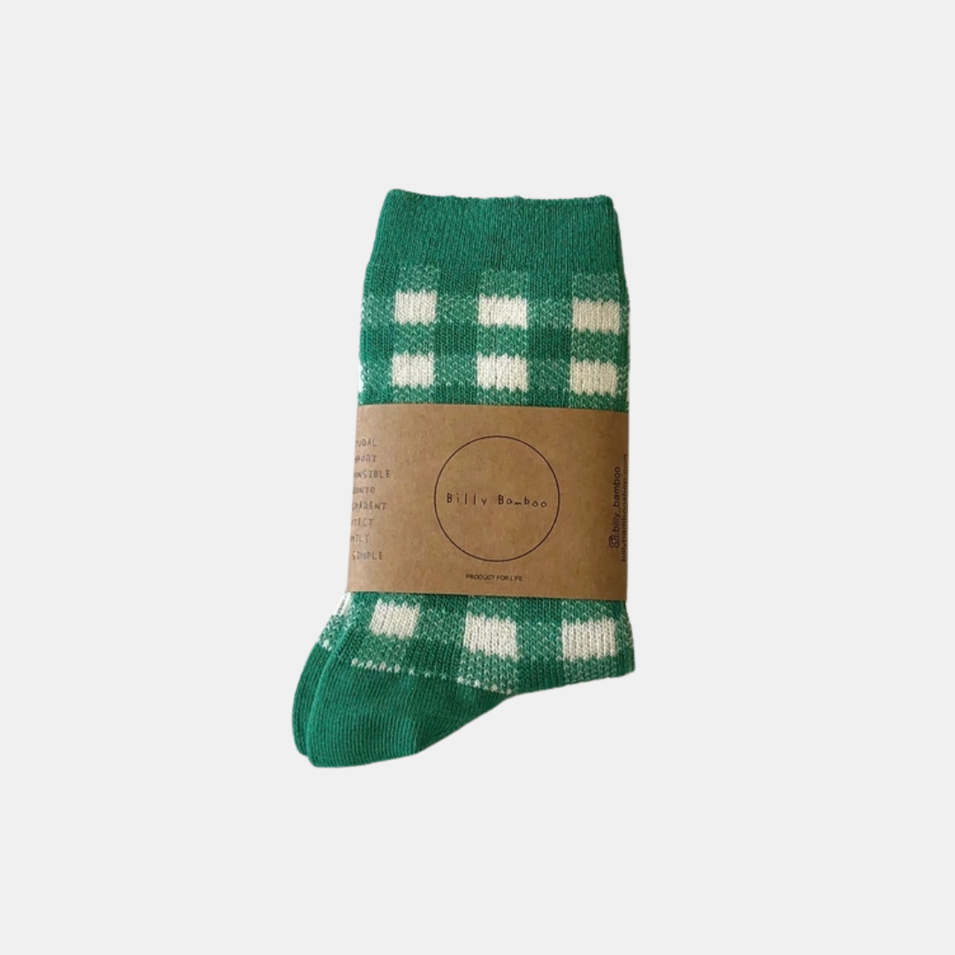 Green Gingham Socks