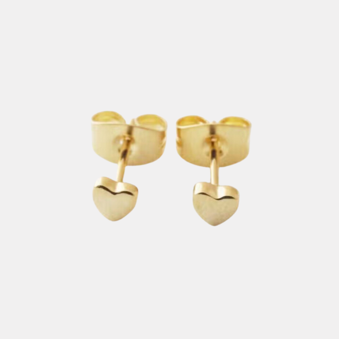 Gold Mini Heart Stud Earrings