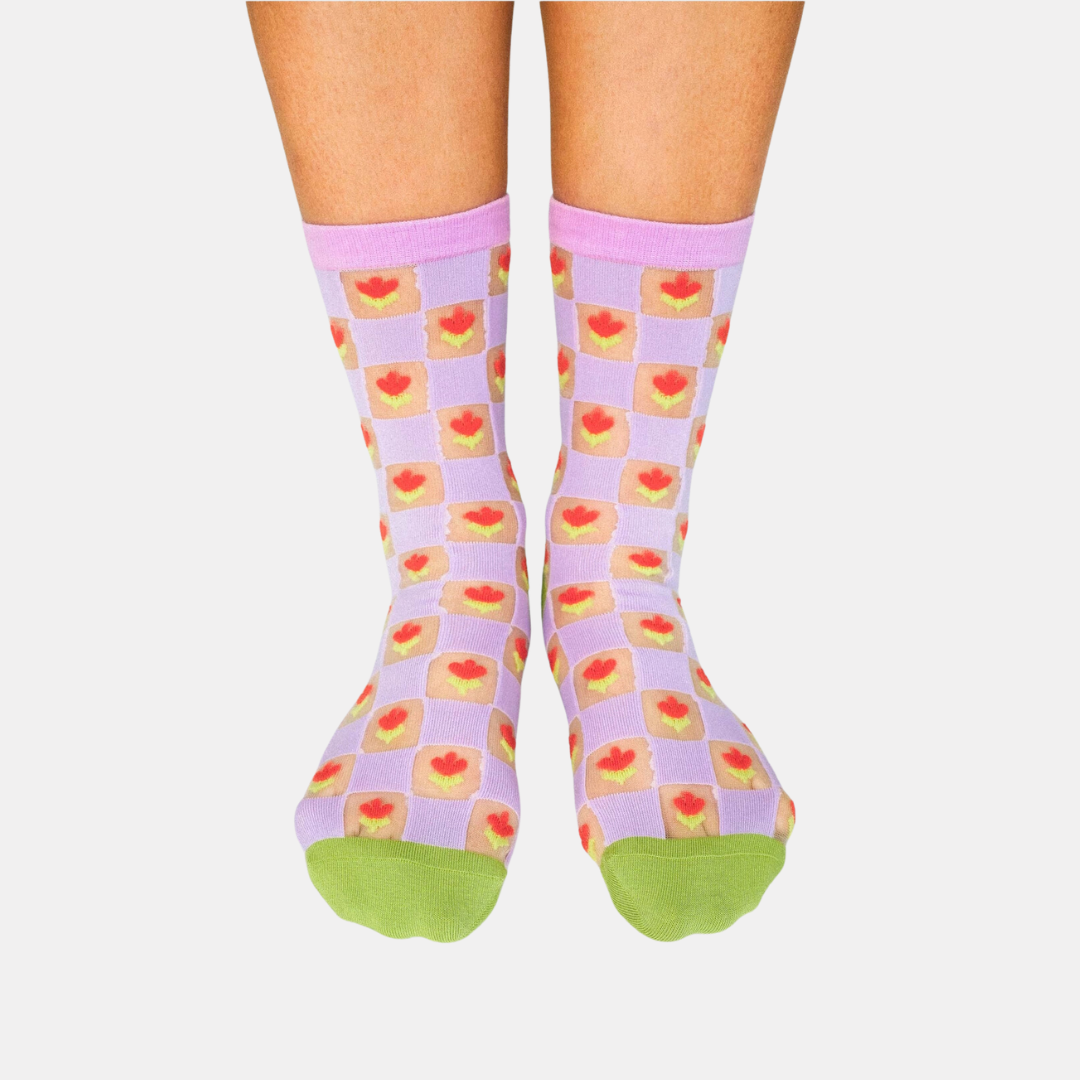 Sheer Checkered Tulip Socks
