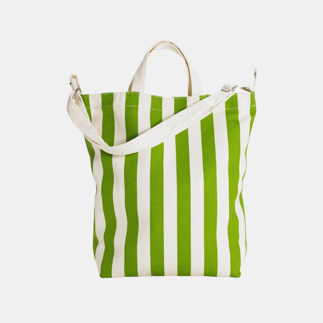 Green Awning Stripe Duck Tote