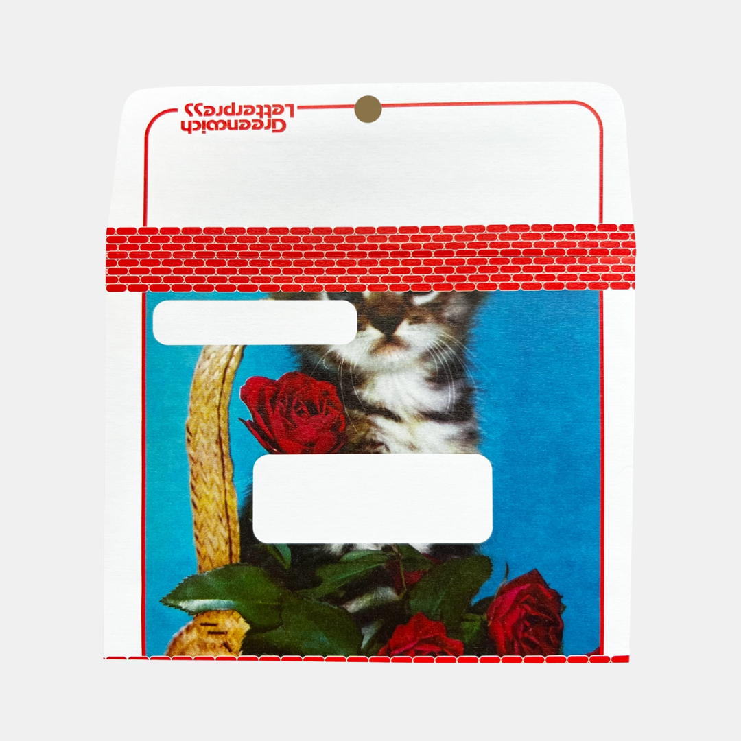 Red Rose Cat Envelope + Card Set