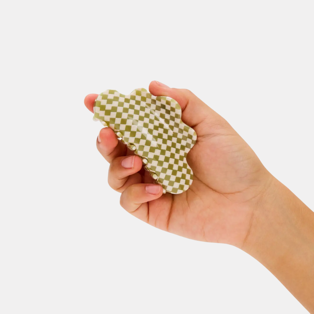 Olive Check Baby Nimbus Hair Claw