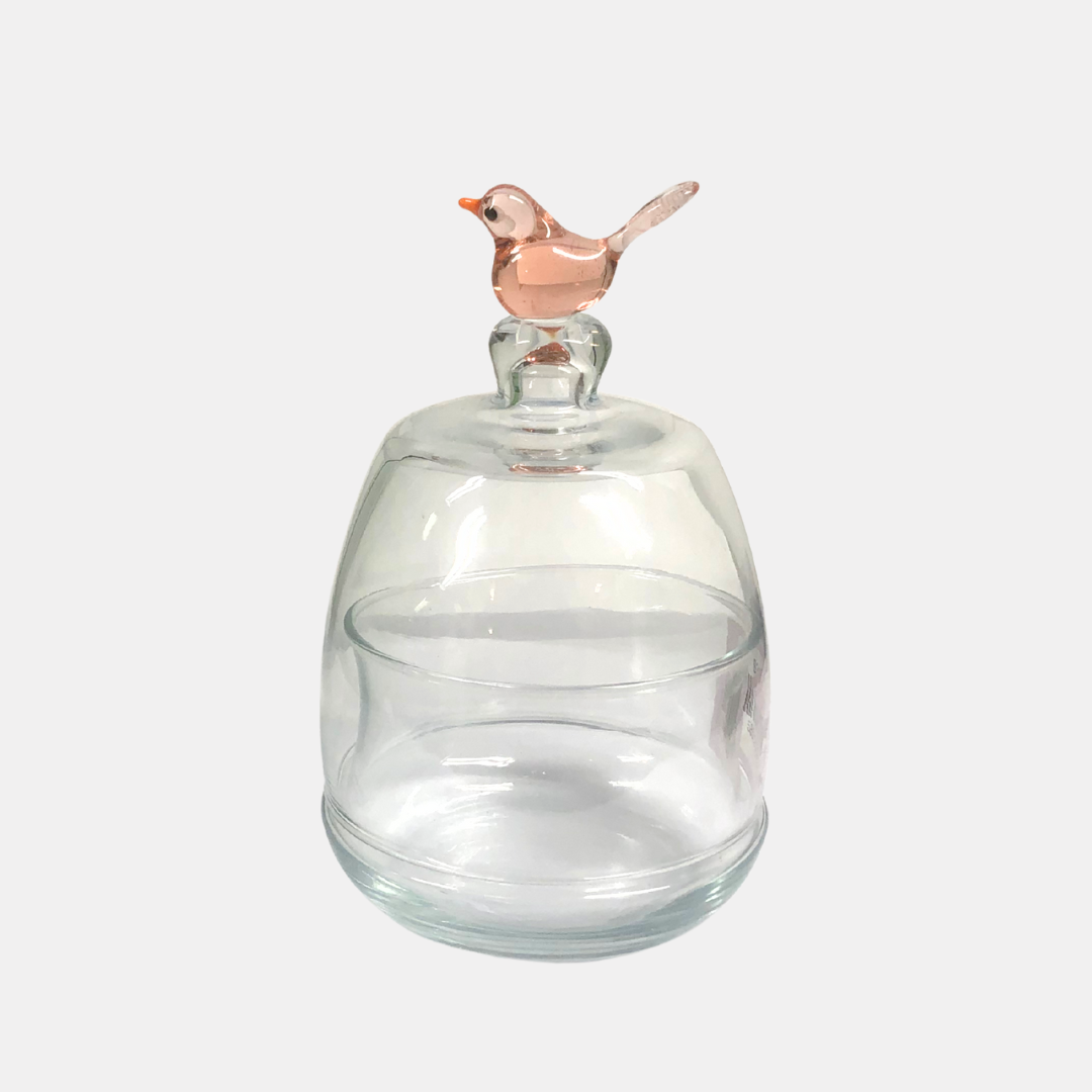 Bird Topper Glass Dish