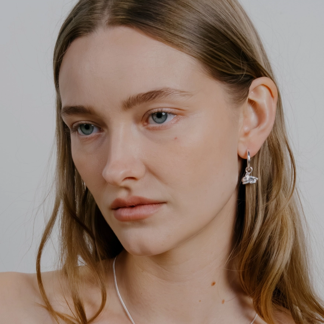 Gold Bunny Charm Hoops