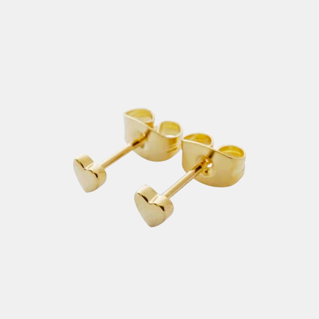 Gold Mini Heart Stud Earrings