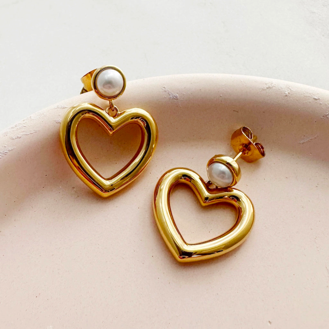 Gold Hailey Heart Earrings