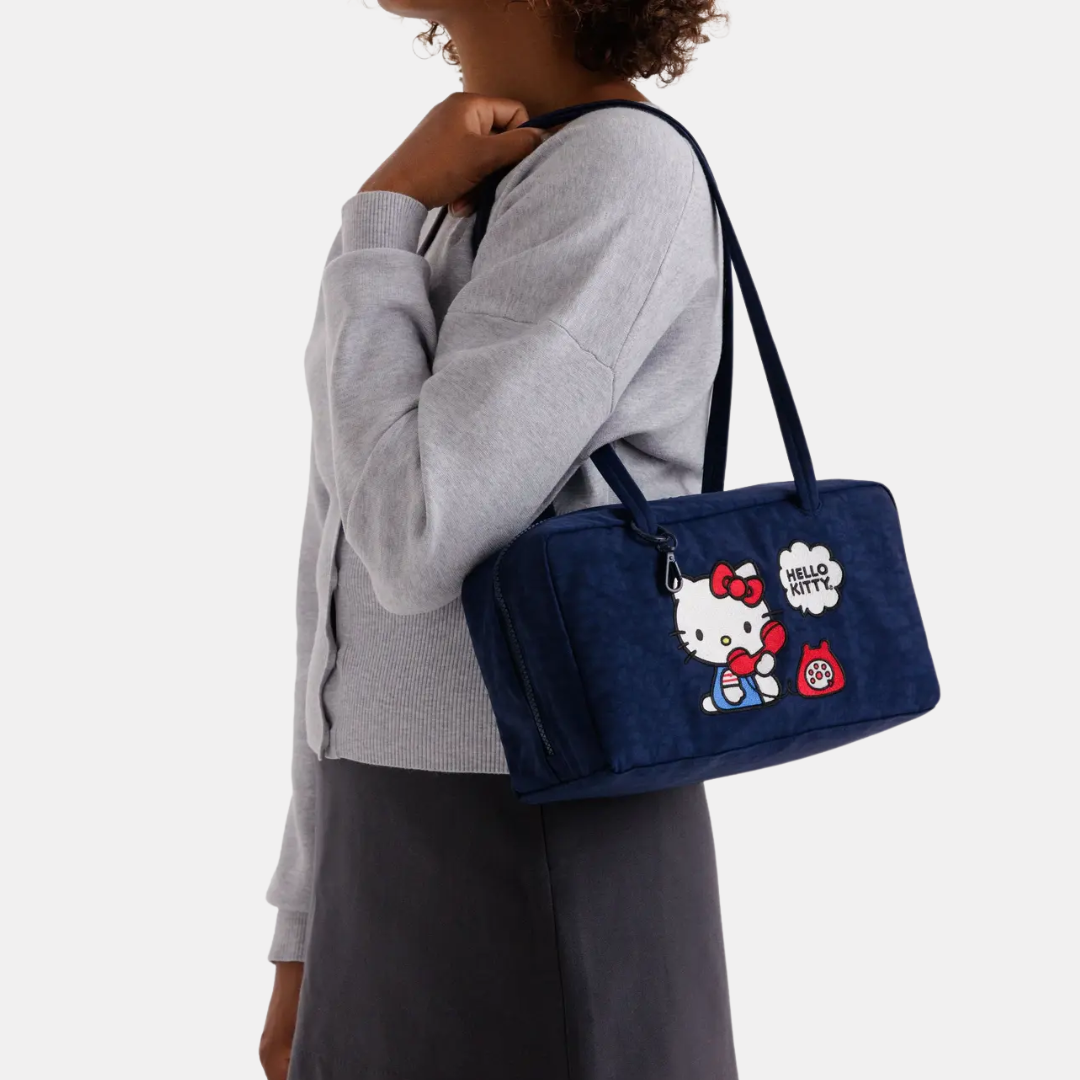 Embroidered Hello Kitty Phone Small Nylon Bowler Bag