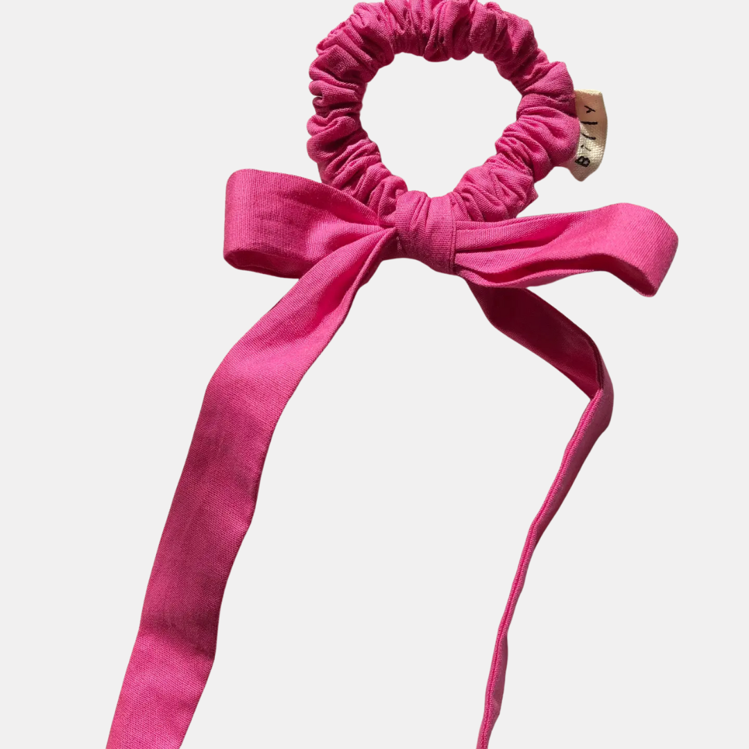 Rose Pink Long Bow Scrunchie