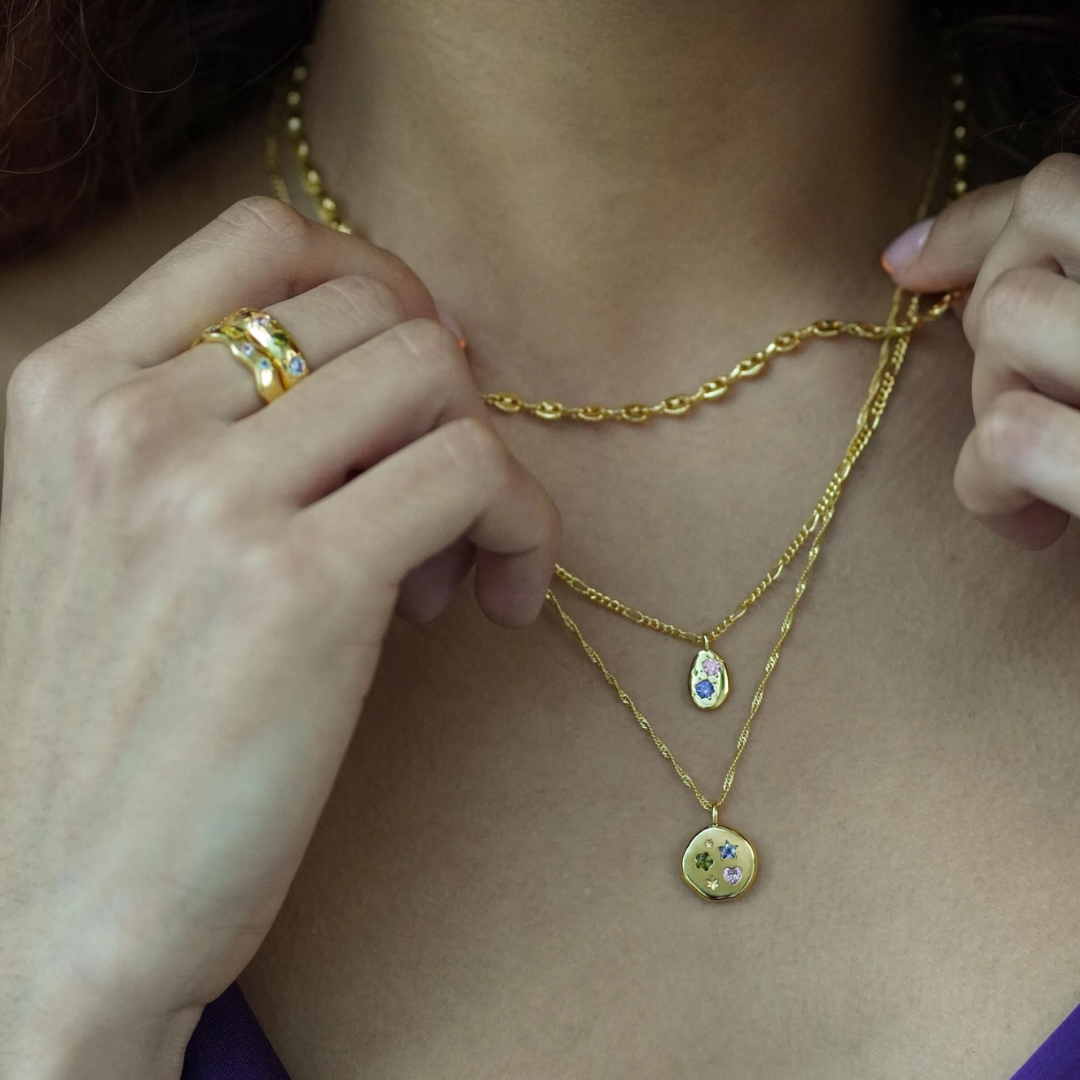 Gold Jewelled Dreams Disc Necklace