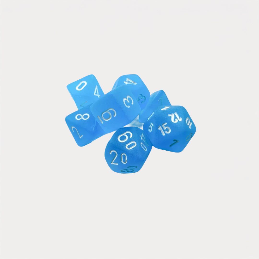 Mini Frosted Blue and White 7 Die Set