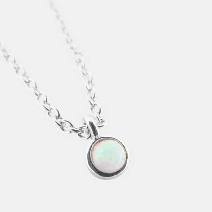Silver Opal Bezel Set Necklace