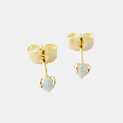 Gold Opal Orb Solitaire Studs