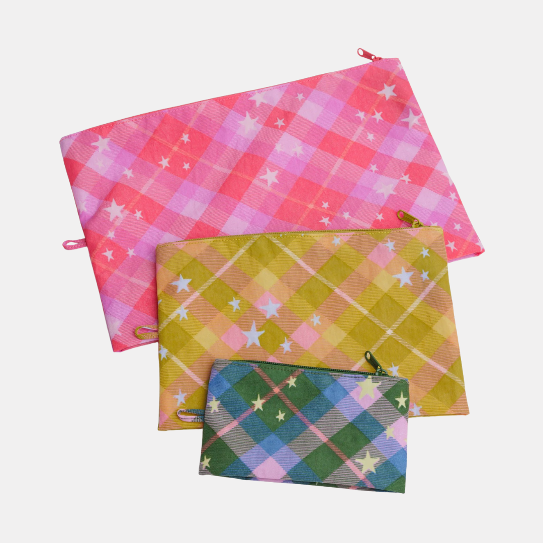 Star Plaid Go Pouch Set
