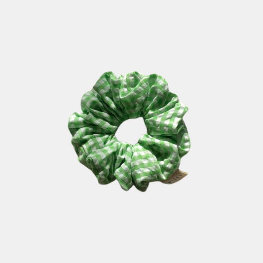 Bright Green Gingham Scrunchie