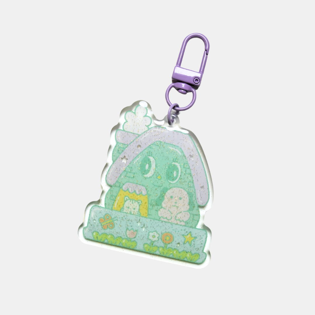 Charming House Glitter Keychain