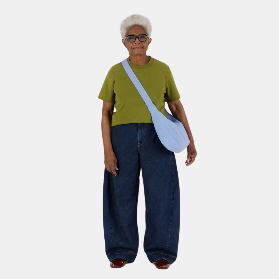French Blue Medium Nylon Crescent Bag