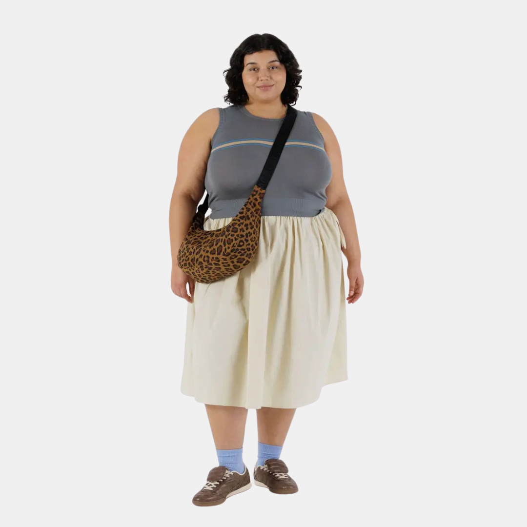 Leopard Medium Nylon Crescent Bag