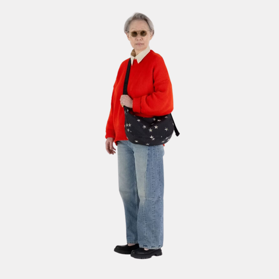 Stars Medium Nylon Crescent Bag