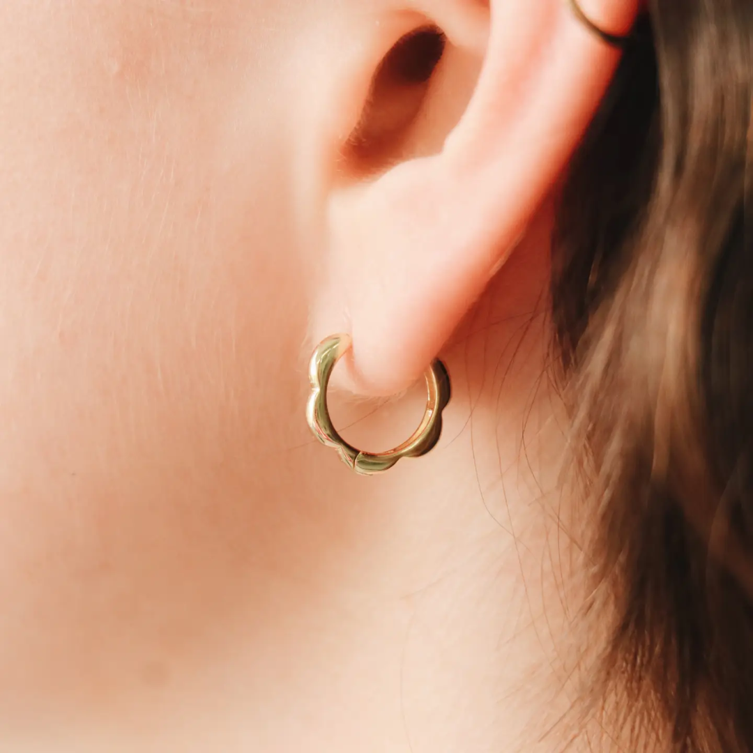 Gold Scalloped Hoops