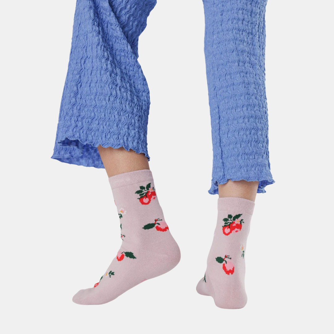 Needlepoint Apple Crew Socks