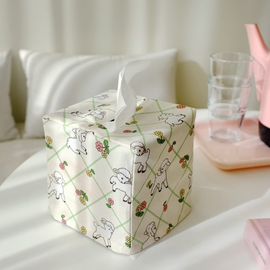 Vintage Lamb Square Tissue Cover