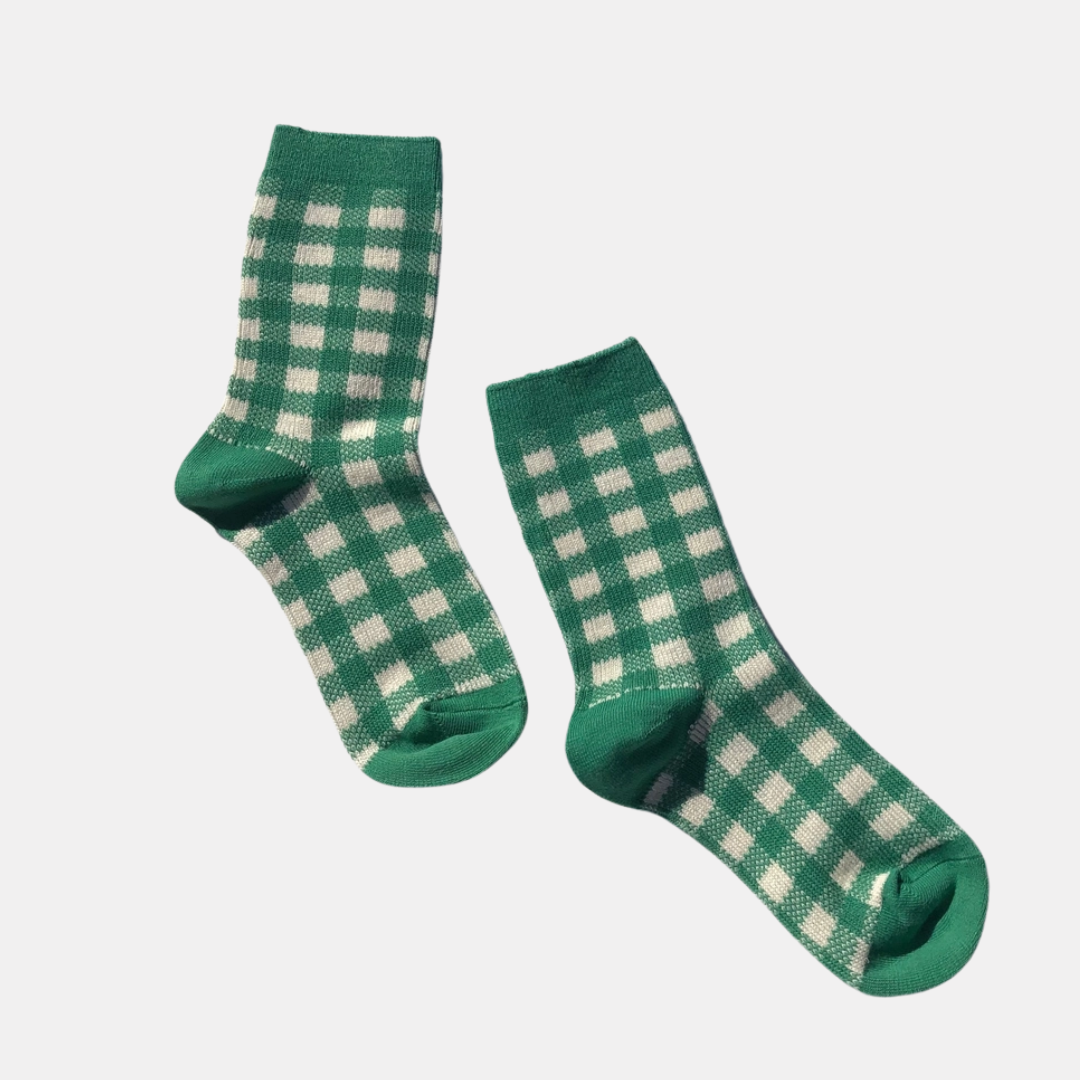 Green Gingham Socks