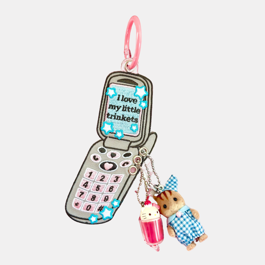 Flip Phone Trinkets Keychain