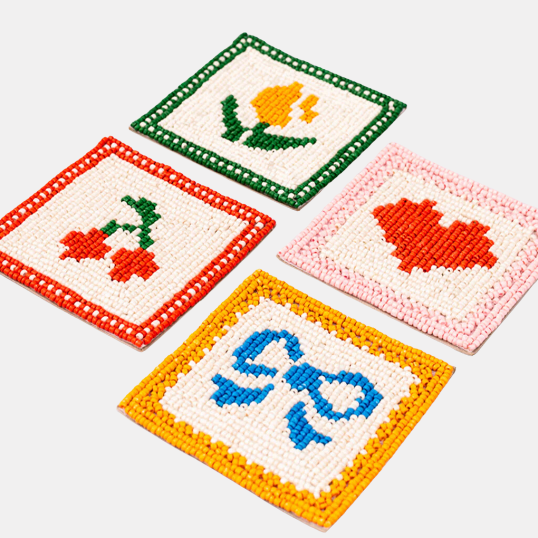 Quilt Beaded Coaster Set