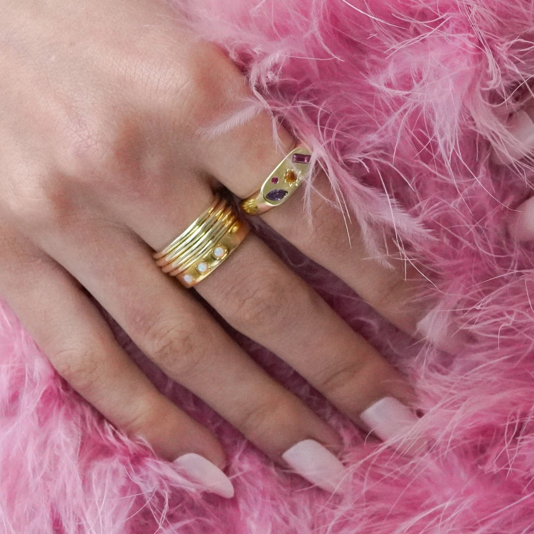 Gold Triple Opal Ring