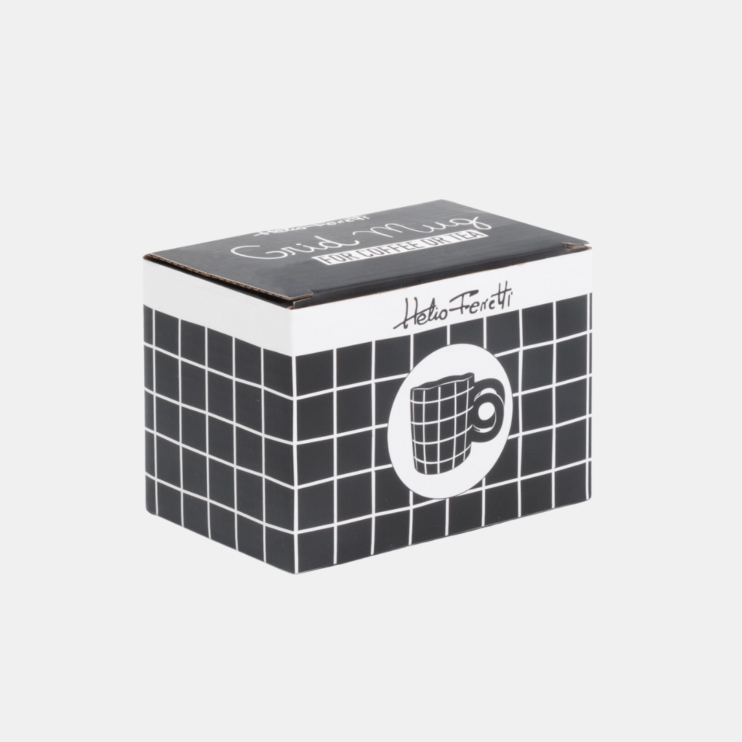 Black Grid Loop Handle Mug