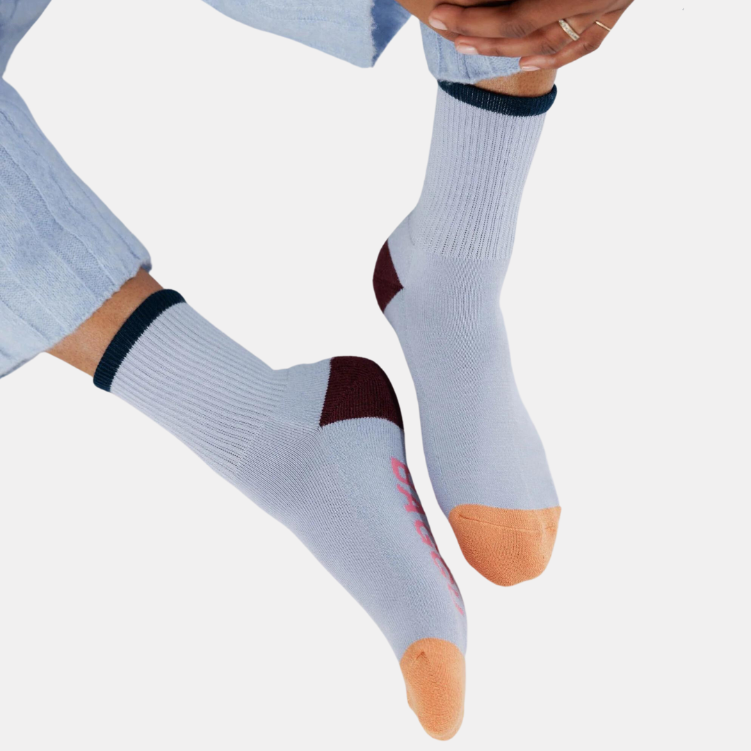 Light Blue Mix Ribbed Socks