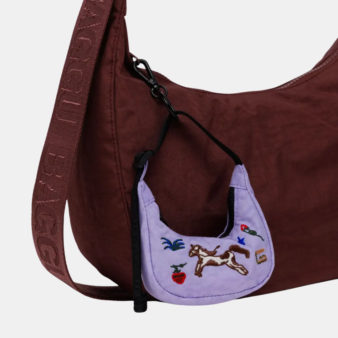 Embroidered Pony Crescent Bag Charm