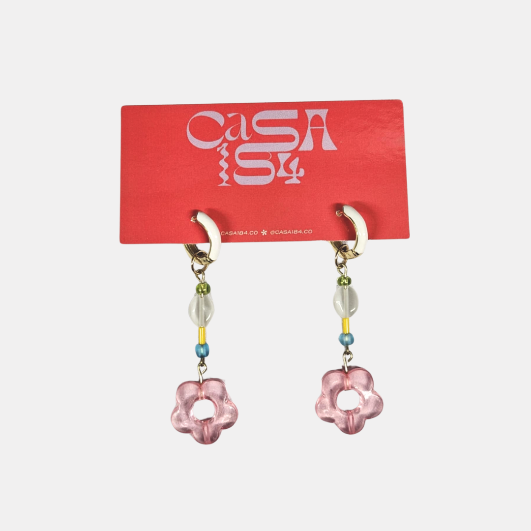 Pink Flower Earrings